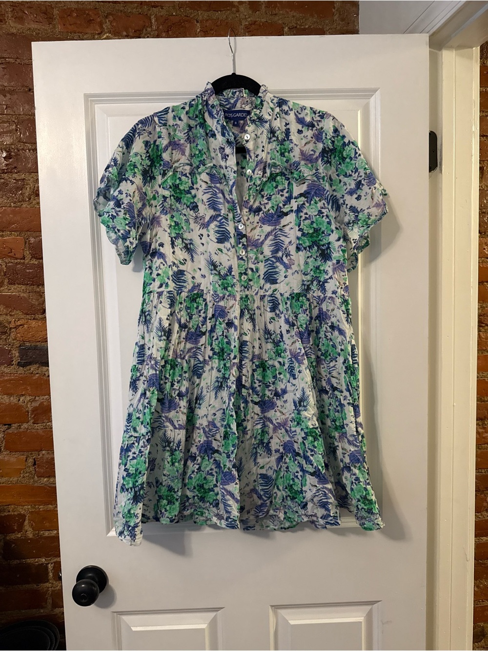 Anthropologie Floral Mini Dress in Green & Blue - Picture 2 of 4